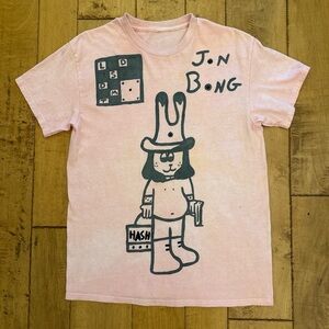 Pink Graphic T-Shirt with Cartoon Print from Japan Surf Legend